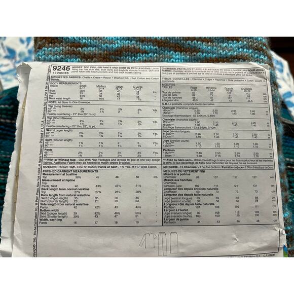 McCalls 9246 Sewing pattern top pants kirt sewing with nancy size 8-22 - Picture 3 of 6